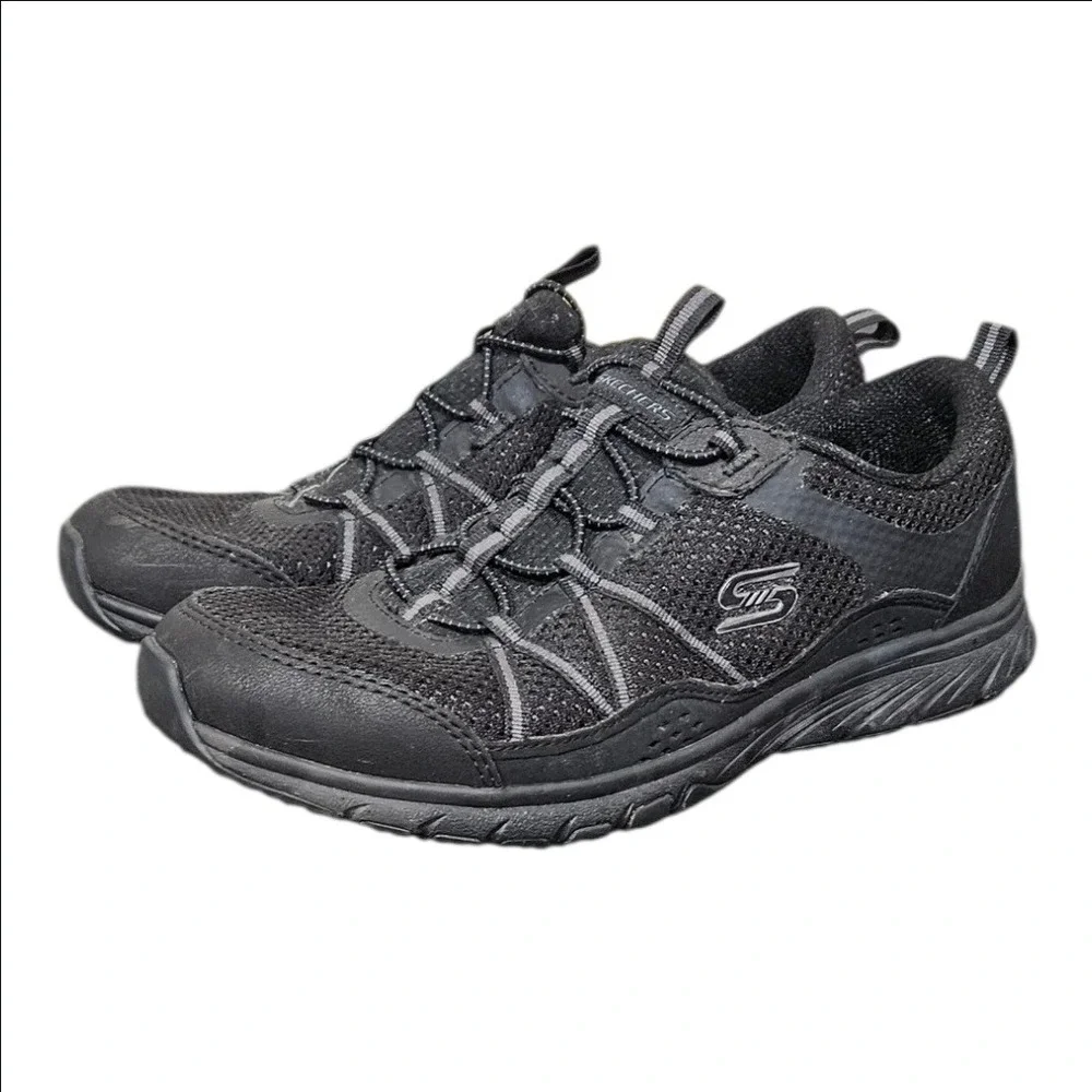 Skechers Gratis Sport Black Bungee Slip On Sneakers 104282 BBK Womens 7